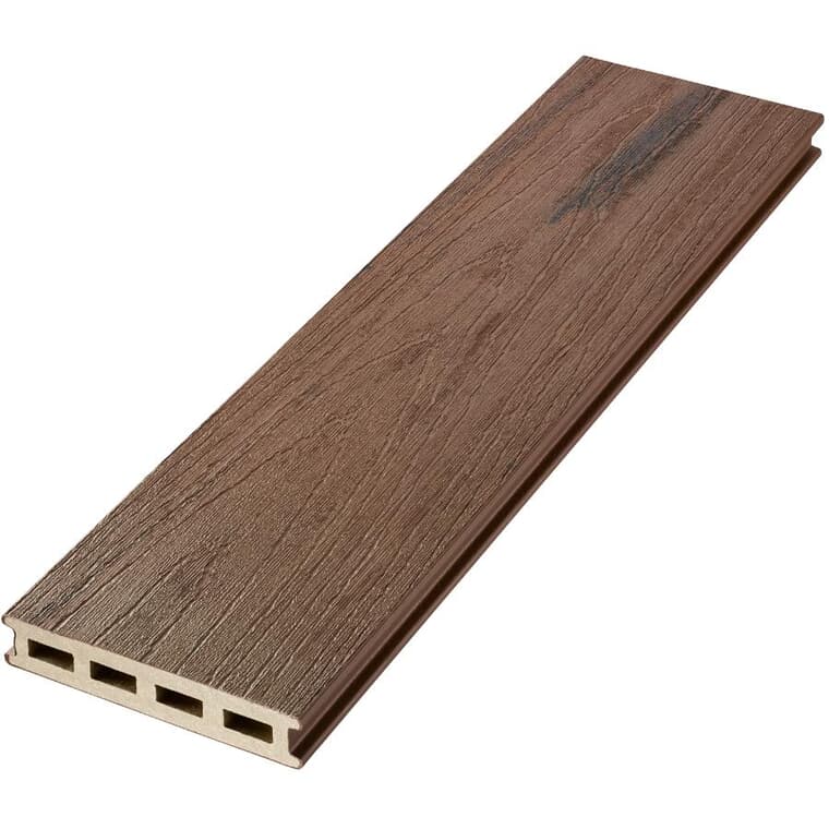 1" x 5-1/8" x 12' Tropical Walnut Variegated Grooved Edge EnviroBoard Deck Board