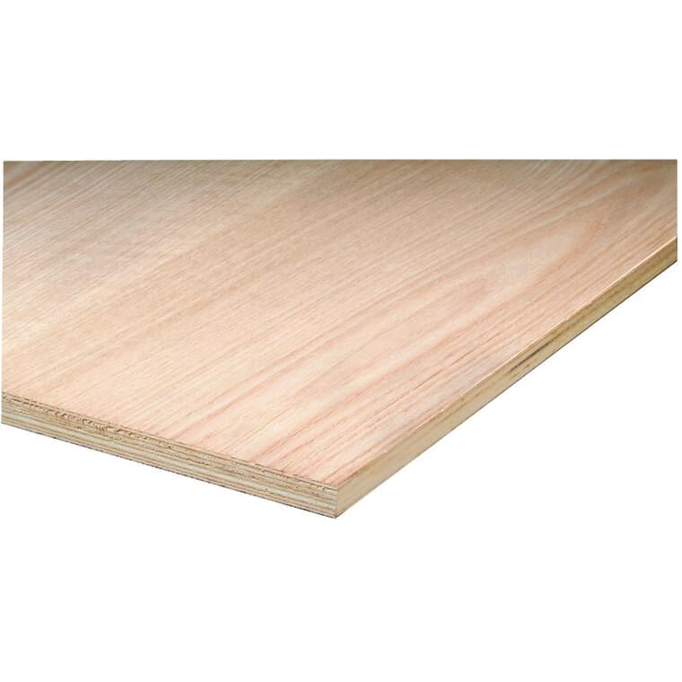 4' x 8' x 1/2" (12.5 mm) Veneer Core Red Oak Plywood
