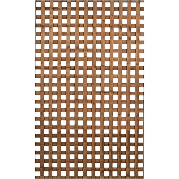 Treillis à semi-intimité carré en bois traité sous pression Sienna de 4 pi x 8 pi