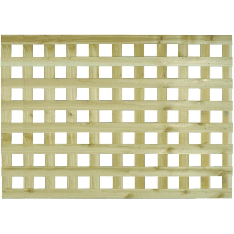 Treillis à carrés en bois traité sous pression de 4 pi x 8 pi, 2-5/8 po, vert