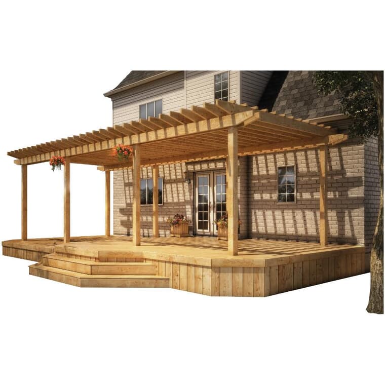 34' x 15' 5/4x6 Pressure Treated 2 Tier Deck Package, with Pergola
