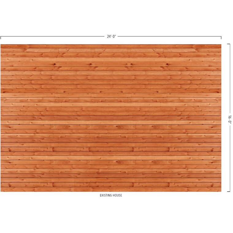16' x 24' Premium Raised Deck Package, with Pressure Treated Joists and 5/4" x 6" Cedar Decking