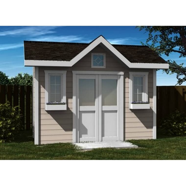 12' x 10' Side Entry Corner Gable Shed Package, with Decorative Plywood