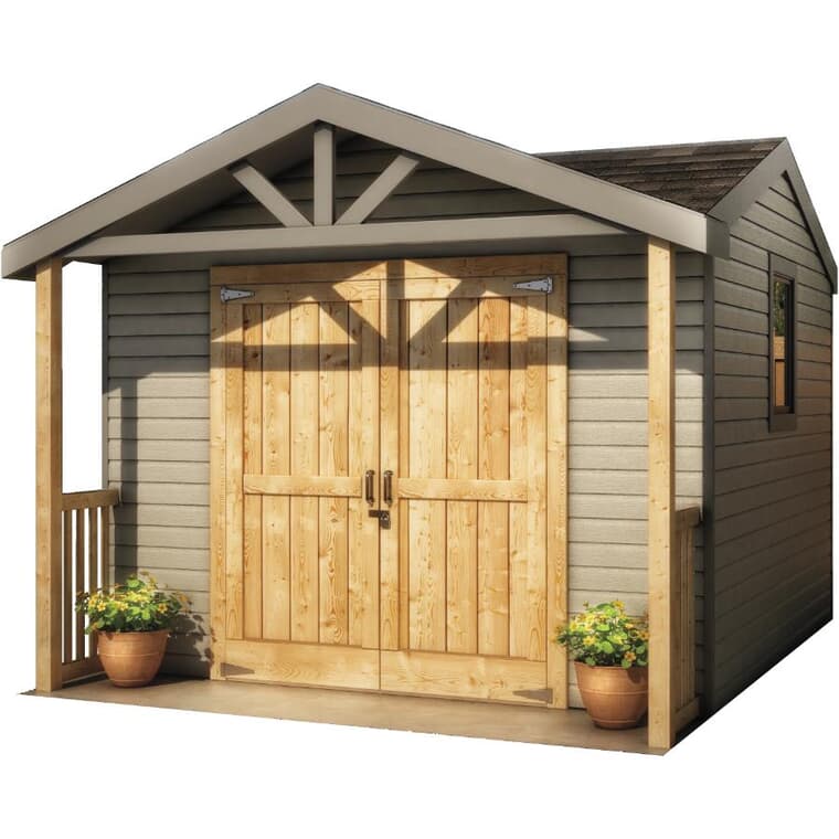 10' x 10' Gable Shed Package, with Porch and D4 Vinyl Siding