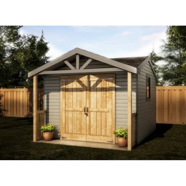 10' x 10' Gable Shed Package, with Porch and D5 Vinyl Siding