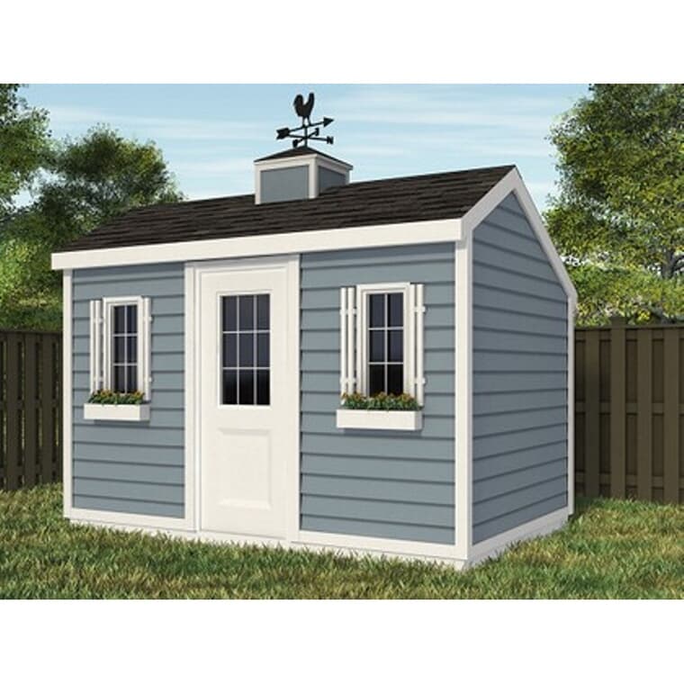 12' x 8' Basic Gable Shed Package, with Salt Box Roof and Decorative Plywood