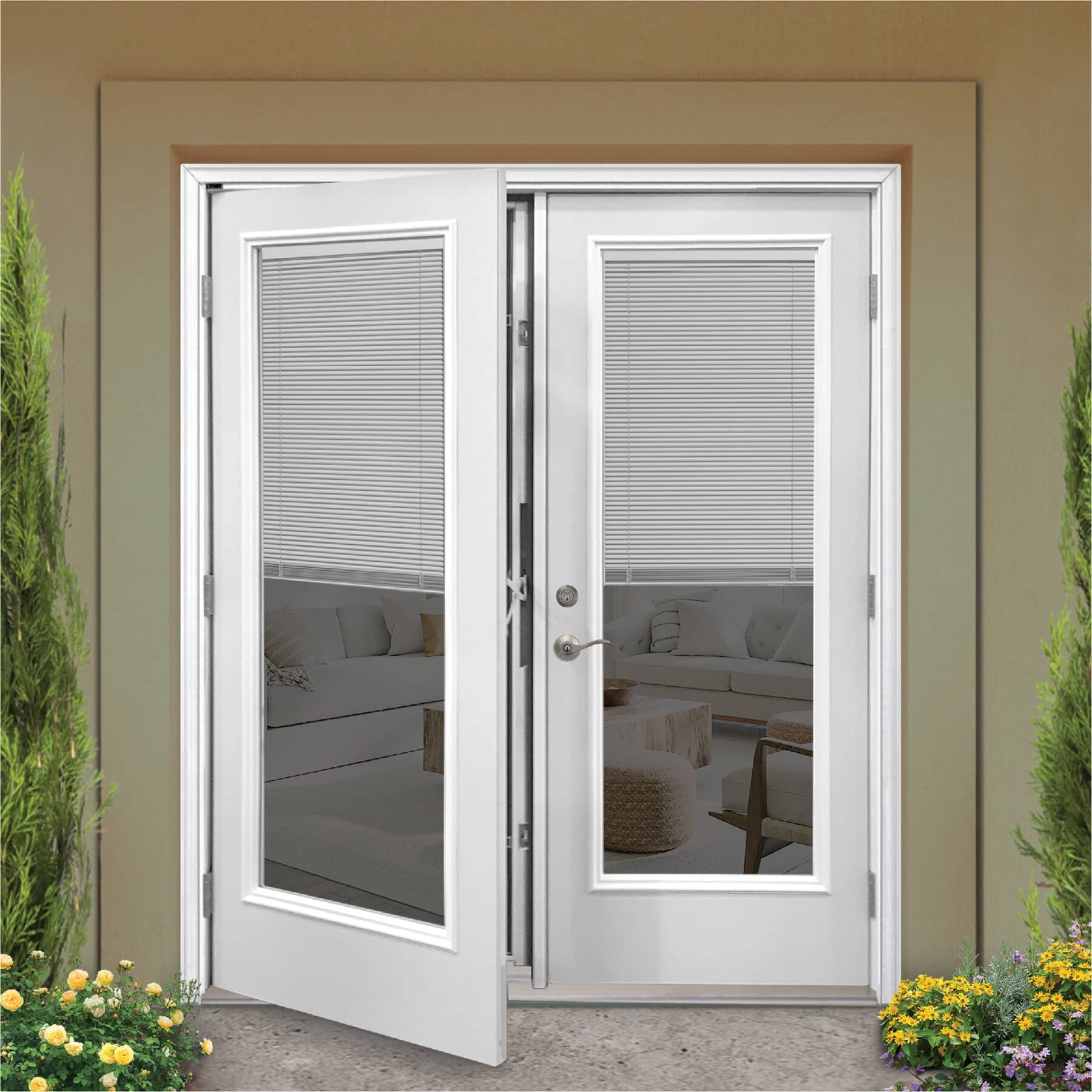 Right Hand Outswing Exterior Door MADERO 72" x 80" Right Hand Outswing + Left Hand Garden Venting Double