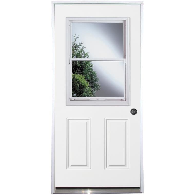 34" x 80" Utility Left Hand Steel Door - with Vented 22" x 36" Lite