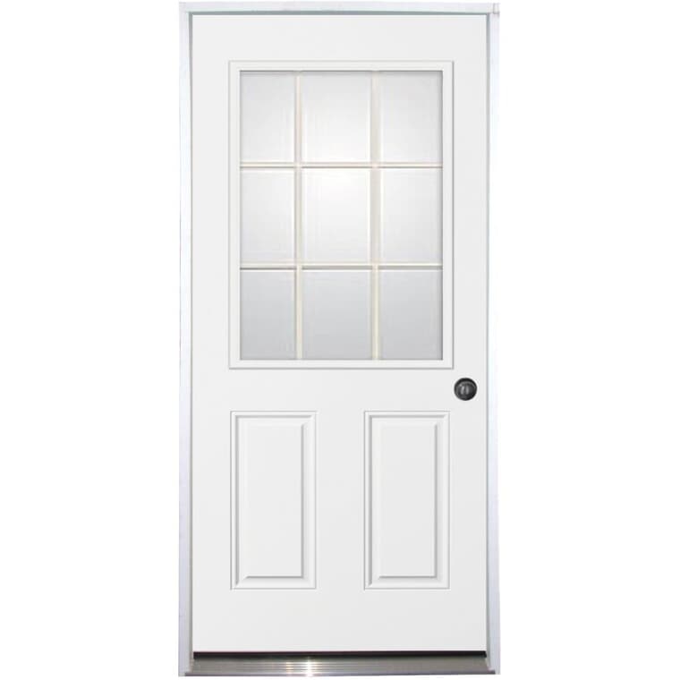 32" x 80" Utility Left Hand Steel Door - with 22" x 36" 9 Pane Lite