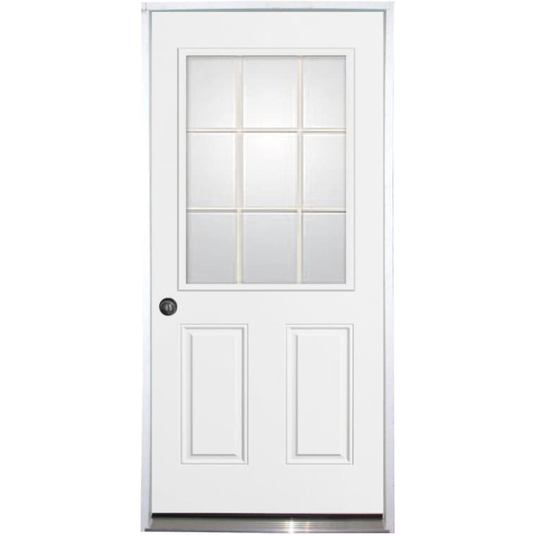 36" x 80" Utility Right Hand Steel Door - with 22" x 36" 9 Pane Lite