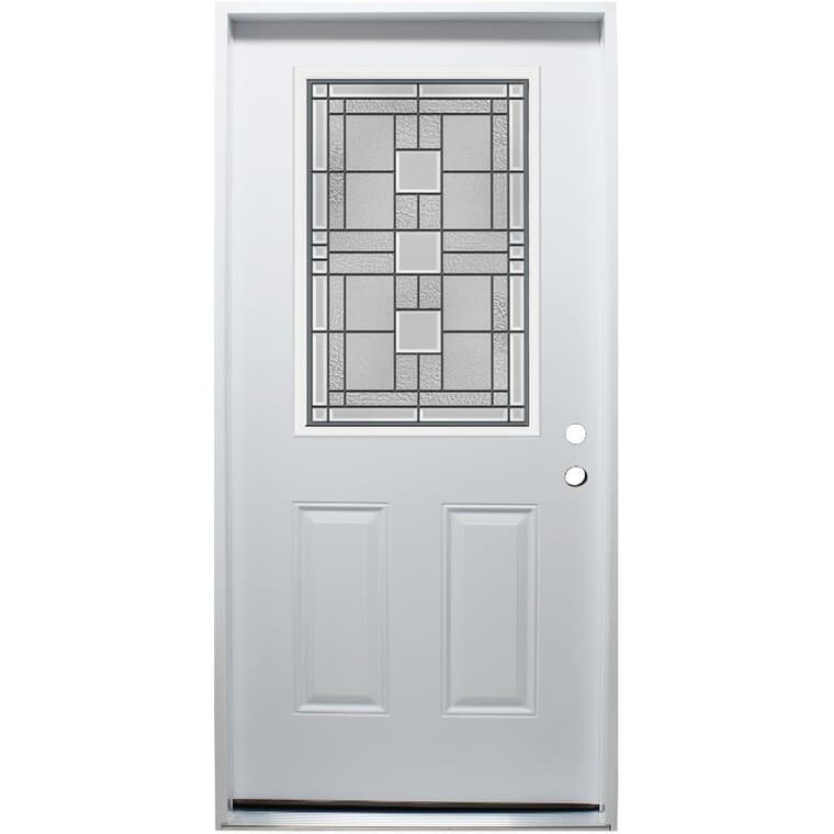 32" x 80" Left Hand Polytech Steel Door, with Monterey 22" x 36" Lite