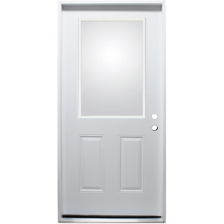 Porte en acier de 32 po x 80 po à ouverture à gauche avec fenêtre transparente de 22 po x 36 po
