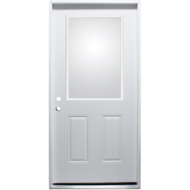 Porte en acier de 36 po x 80 po à ouverture à droite avec fenêtre transparente de 22 po x 36 po