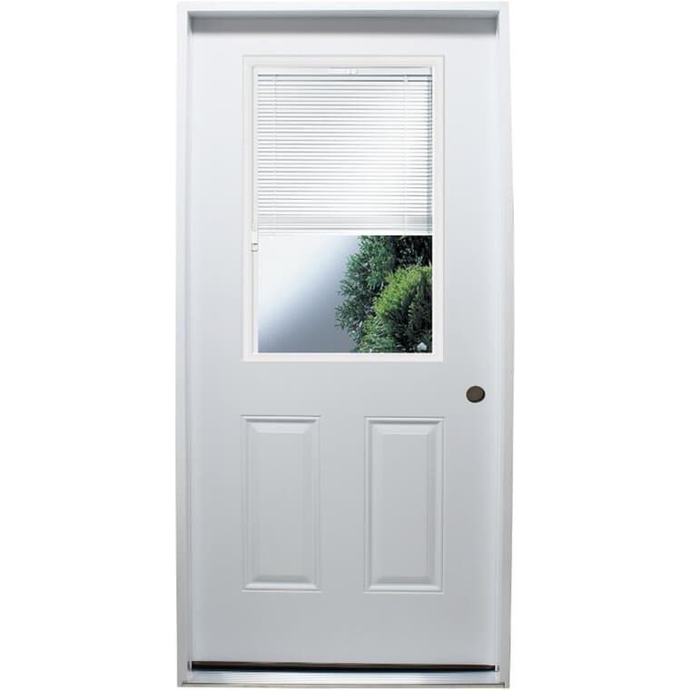 32" x 80" Polytech Left Hand Steel Door, with 22" x 36" Mini Blind Lite