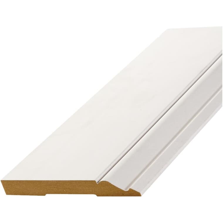 5/8" x 5-1/4" Medium Density Fibreboard Primed Baseboard Moulding, by Linear Foot