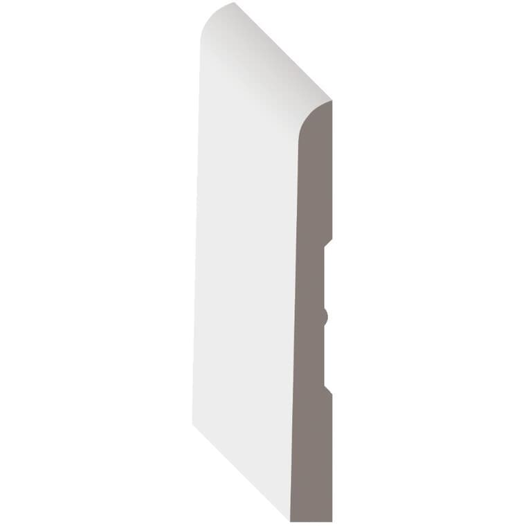 5/16" x 3-1/8" Finger Jointed Pine Primed Baseboard Bullnose Moulding, by Linear Foot