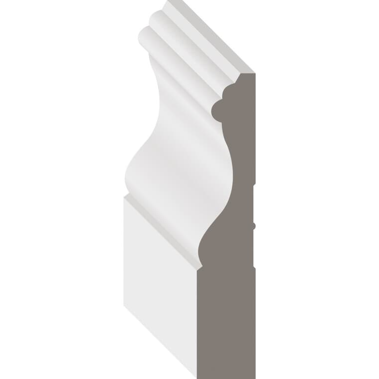 5/8" x 3-1/4" Medium Density Fibreboard Primed Baseboard Moulding, by Linear Foot
