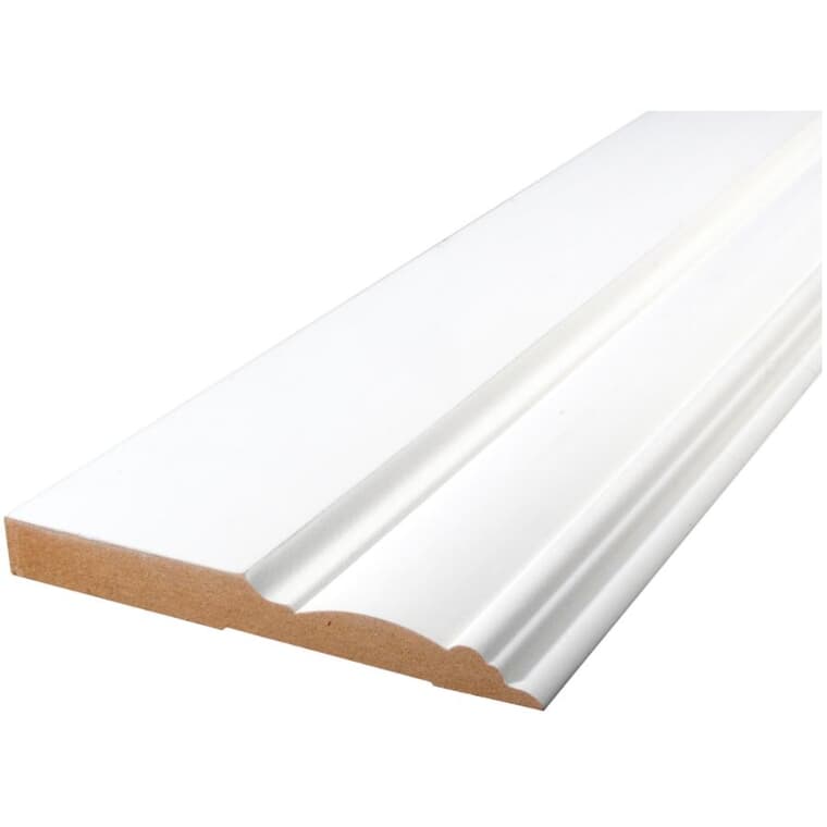 5/8" x 5-1/4" Medium Density Fibreboard Primed Baseboard Moulding, by Linear Foot