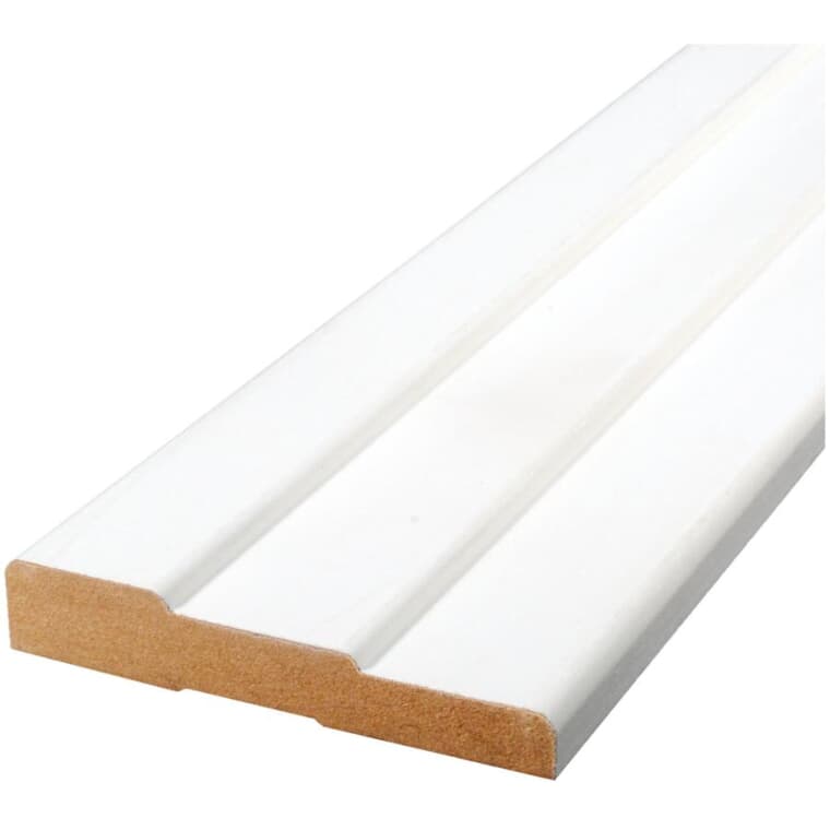 5/8" x 3-1/4"" Medium Density Fibreboard Primed Baseboard Moulding, by Linear Foot