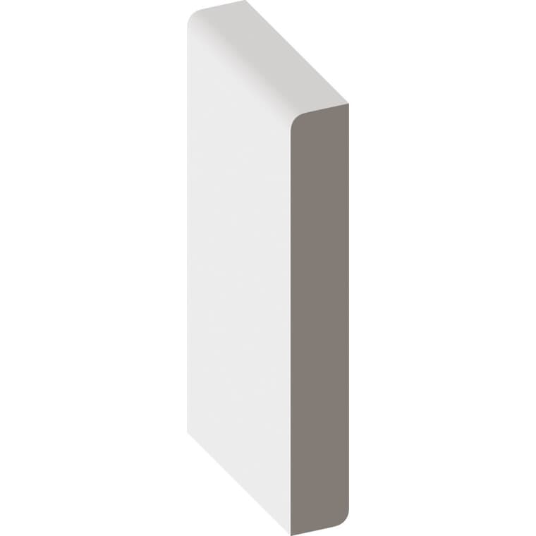 7/16" x 3-1/4" Finger Jointed Primed Pine Bullnose Baseboard Moulding, by Linear Foot