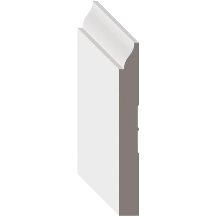 3/8" x 3-1/4" Finger Jointed Pine Primed Baseboard Colonial Moulding, by Linear Foot