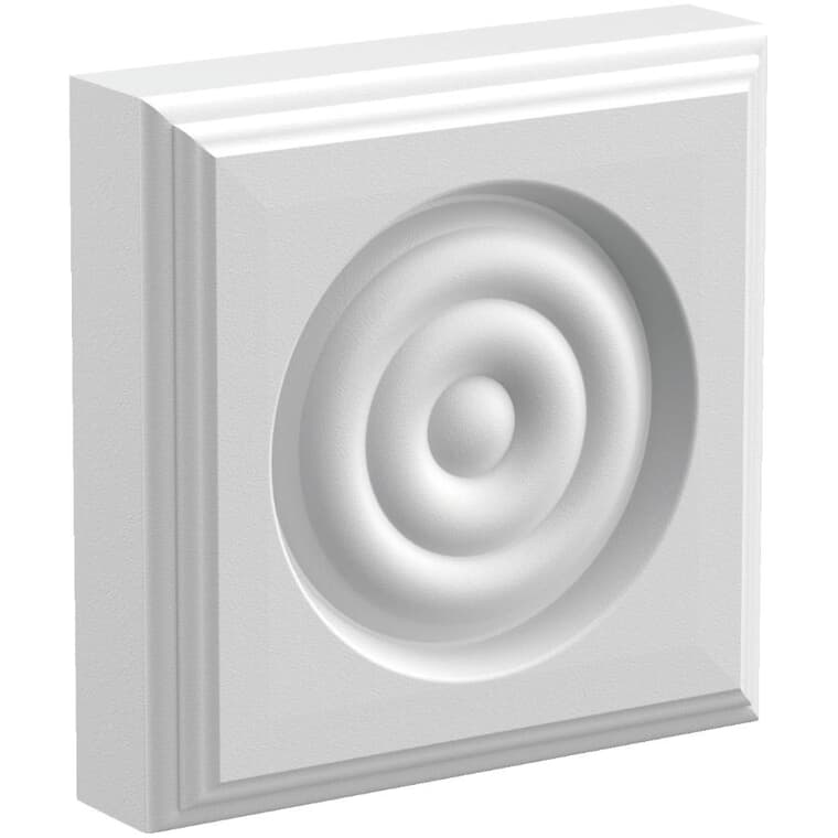 3/4" x 3" Square Medium Density Fibreboard Primed Corner Block Bullseye Moulding