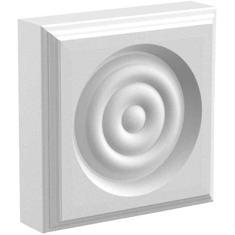 1" x 3-1/2" Square Medium Density Fibreboard Primed Corner Block Bullseye Moulding
