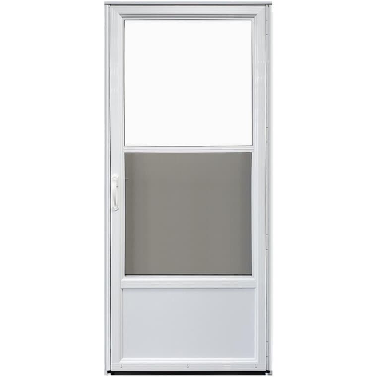 Contre-porte non rétractable en aluminium ouvrant à droite de 32 x 80 po avec 2 fenêtres, blanc