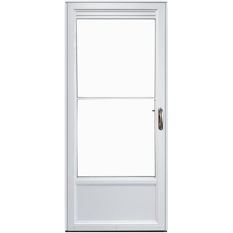 32" x 80" Self-Storing Left Hand 2 Lite Aluminum Storm Door - Retractable, White