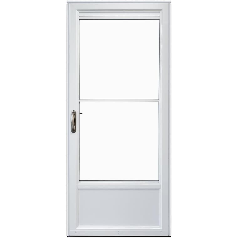 32" x 80" Self-Storing Right Hand 2 Lite Aluminum Storm Door - Retractable, White