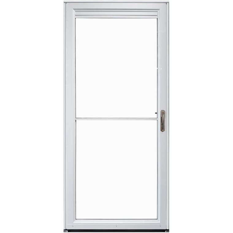 32" x 80" Left Hand Full View 2 Lite Aluminum Storm Door - Retractable, White