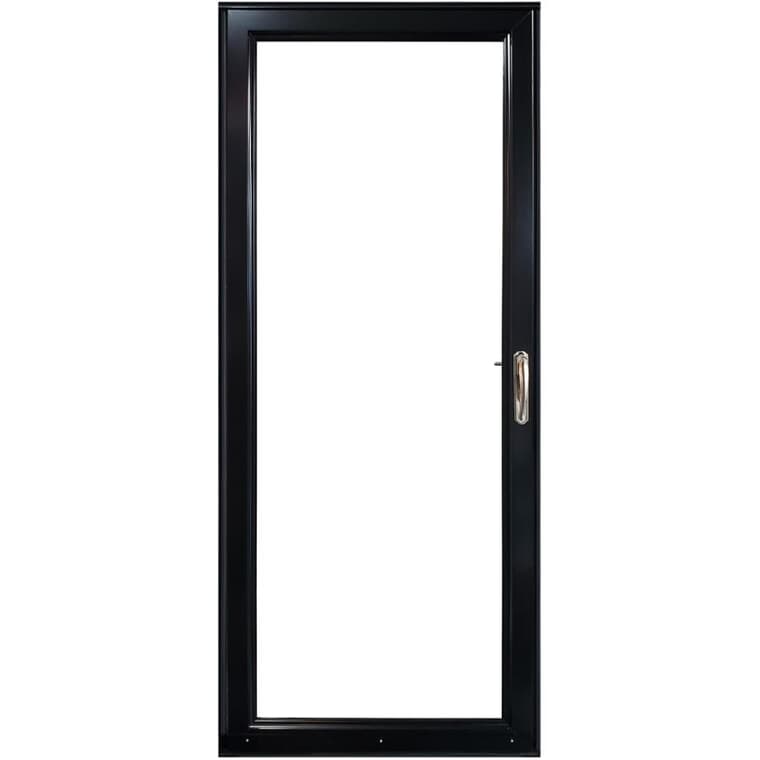 Contre-porte en aluminium de 32 po x 80 po à ouverture à gauche avec 1 fenêtre complète et moustiquaire amovible, noir