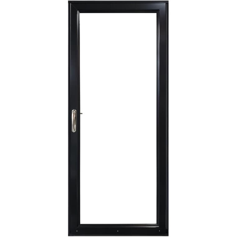 Contre-porte en aluminium de 34 po x 80 po à ouverture à droite avec 1 fenêtre complète et moustiquaire amovible, noir