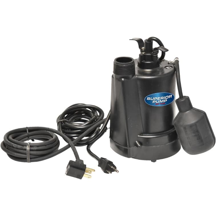 1/4 HP Submersible Thermoplastic Sump Pump - with Tethered Float Switch