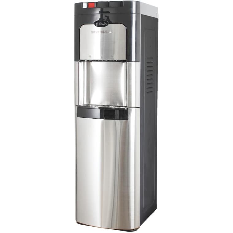 Distributeur d'eau chaude, ambiante et froide à chargement par le bas, acier inoxydable et noir