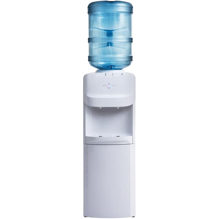 Distributeur d'eau chaude et froide à chargement par le haut, blanc