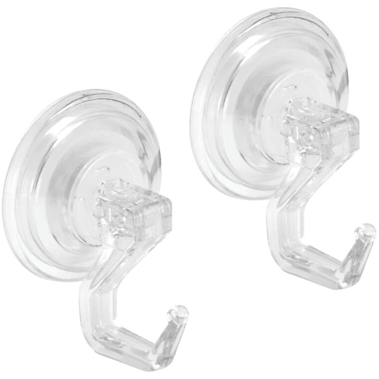 PowerLock Suction Cup Robe Hooks - Clear, 2 Pack