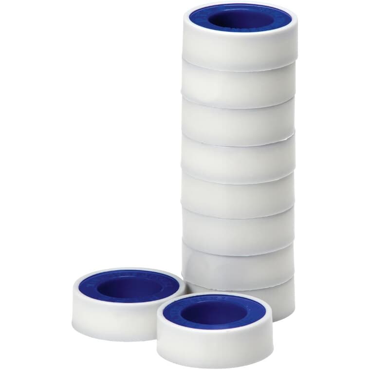 1/2" x 480" White Pipe Thread Tape - 10 Pack