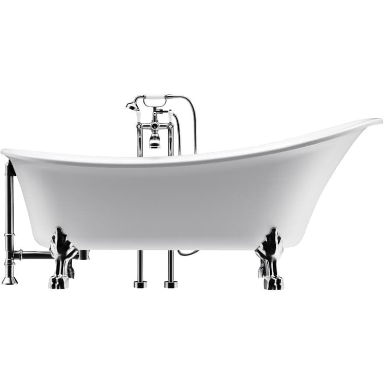 59" Willington Freestanding Acrylic Clawfoot Tub - White & Chrome Accessories