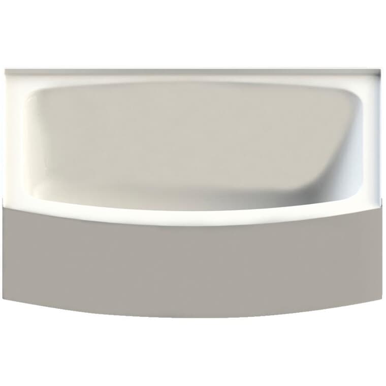 Baignoire incurvée en acrylique blanc Lima de 60 x 34 po, installation côté gauche et tablier