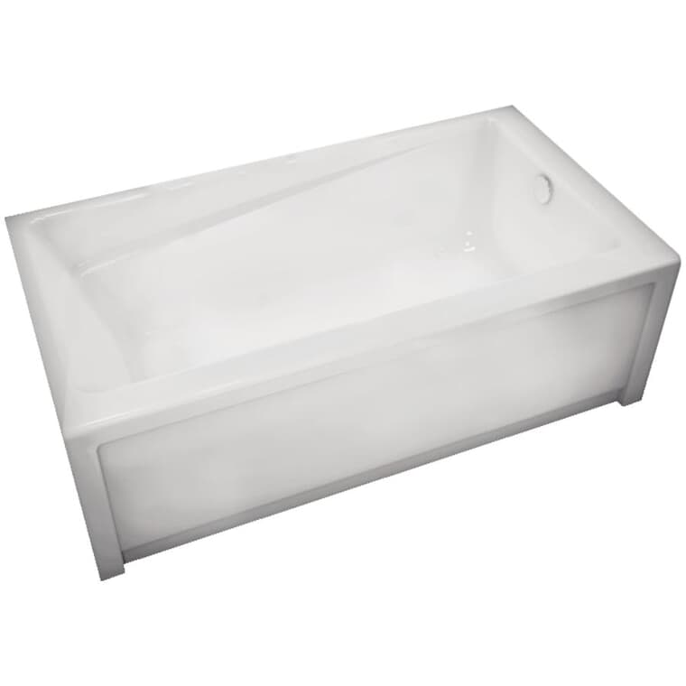 60" x 32" New Town Acrylic Tub - with Right Hand Drain + Skirt, White