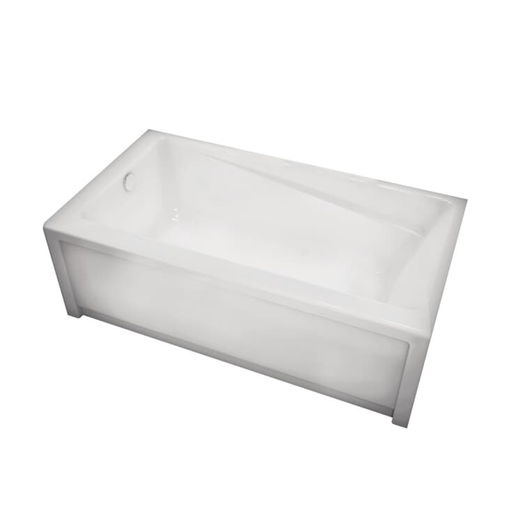 60" x 32" New Town Acrylic Tub - with Left Hand Drain + Skirt, White