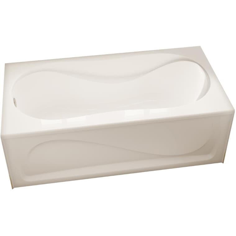 60" x 30" Cocoon Acrylic Tub - with Left Hand Drain + Skirt, White