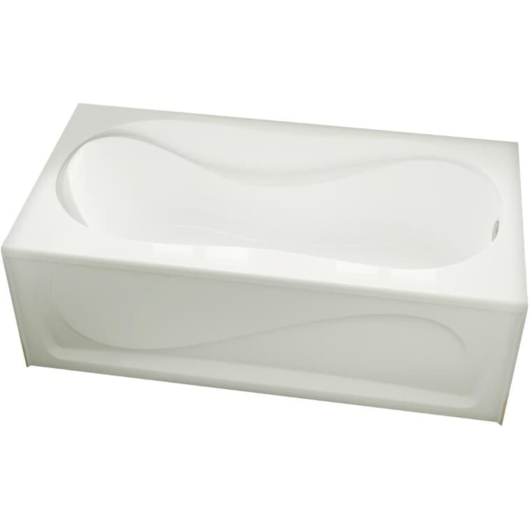 60" x 30" Cocoon Acrylic Tub - with Right Hand Drain + Skirt, White