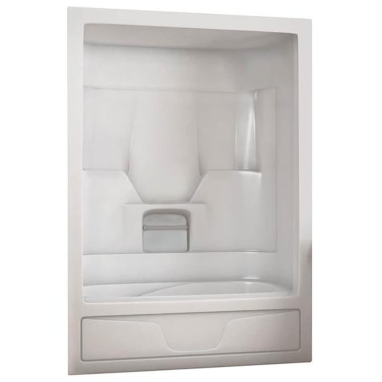 Baignoire+douche en acrylique Aspen de 60 x 31 po avec drain à droite, 1 pièce, blanc