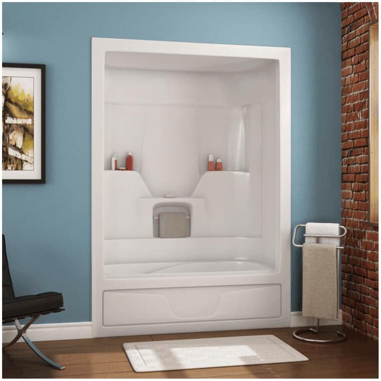 60" x 31'' Aspen 3 Piece Acrylic Tub Shower - with Left Hand Drain, White