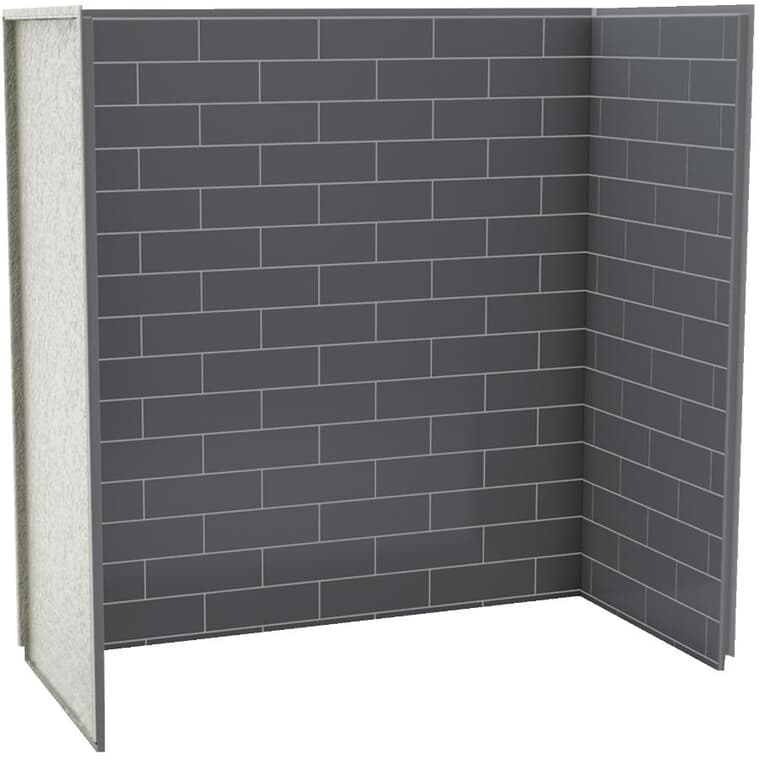 Panneaux muraux 3 pièces U Tile de 60 po x 30 po x 60 po pour baignoire, gris tonnerre