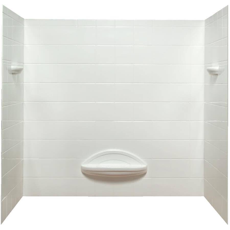 5 Piece Polystyrene Tile Look Tub Wall, White Tub Surround