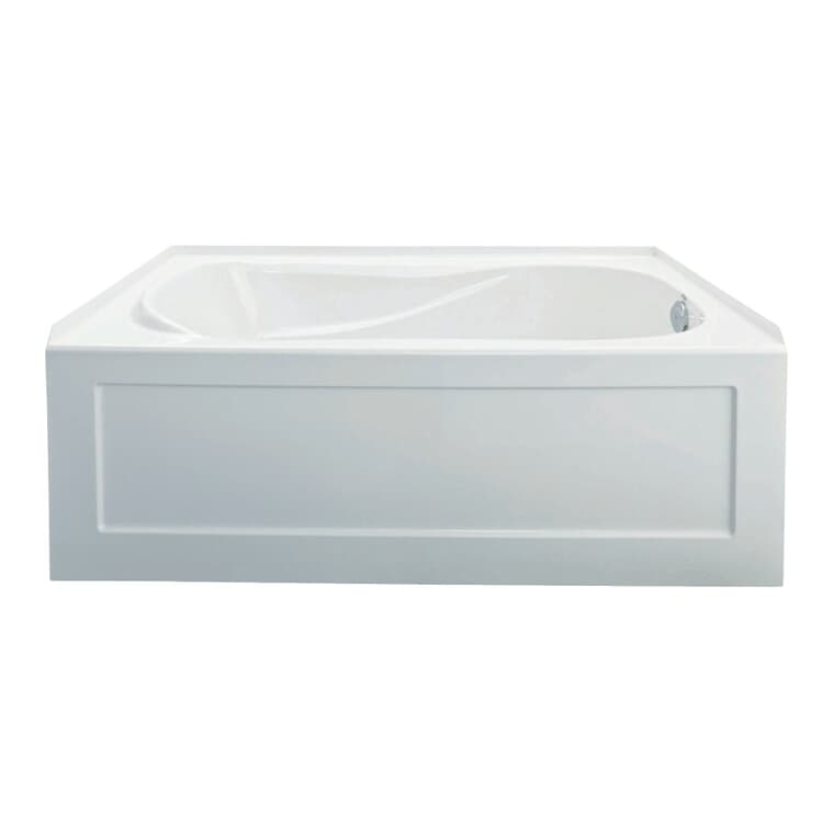 60" x 30" Prescott Acrylic Tub - with Right Hand Drain + Skirt, White