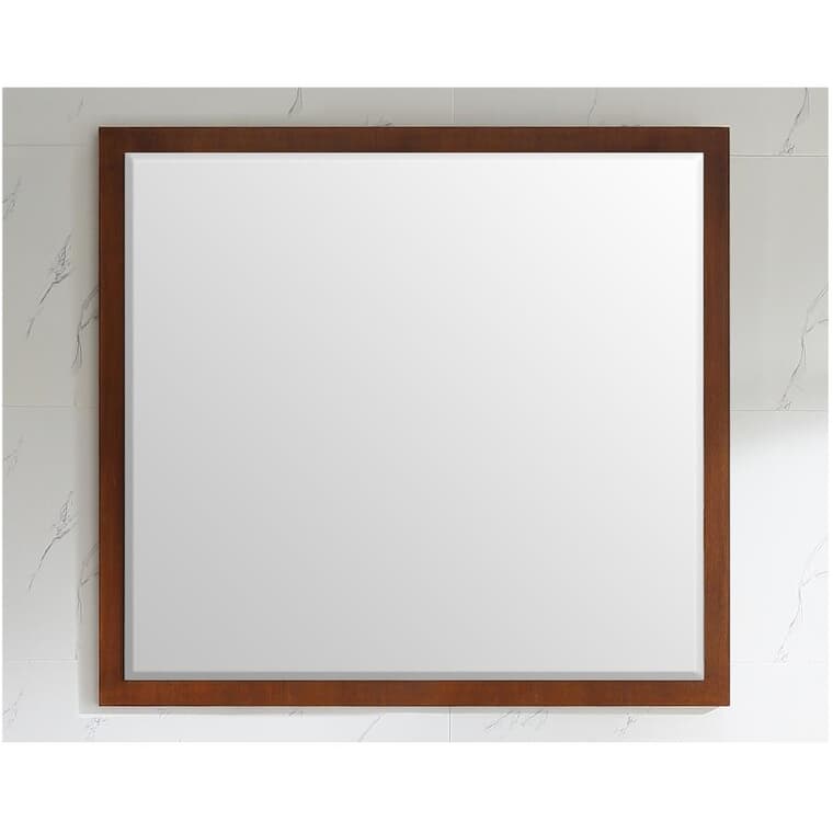 Miroir carré encadré Madera, bois rustique, 36 po x 36 po